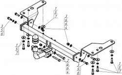 Фаркоп Motodor для Toyota Corolla, седан, кузов E15 2007 - 2013, E16 2013 - 2018 (оцинкованный шар)(паспорт и сертификат в комплекте)(без электрики) 92514-A