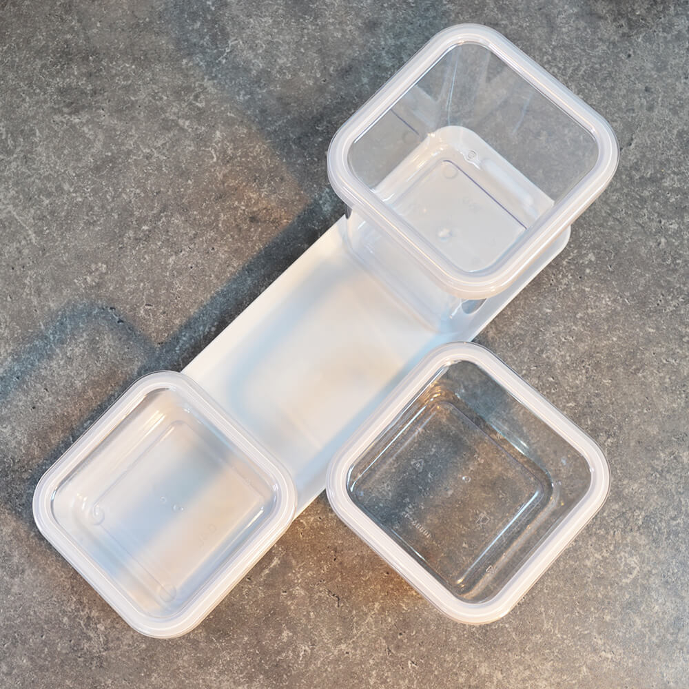 Набор емкостей для сыпучих 3шт (0,4л, 0,6л, 0,9л) на подставке "Cubbo Scandi", белый