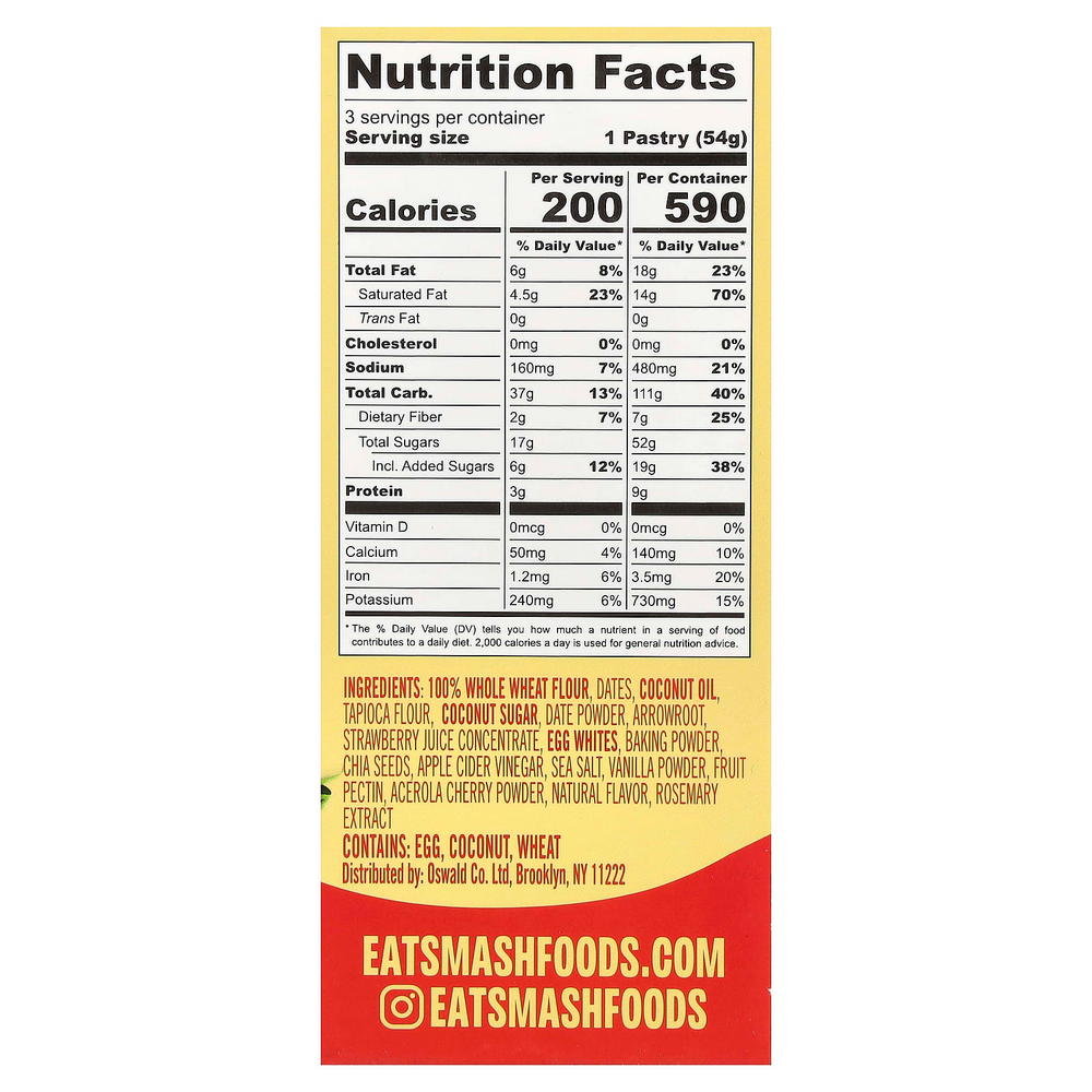 Smash Foods, Toasties™, клубника, 3 шт., 54 г (1,9 унции) каждое