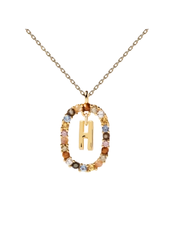 Колье Буква H серебро 925 пробы покрытое золотом