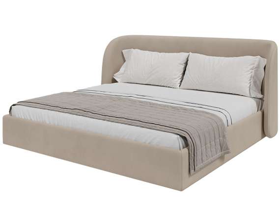 Кровать двуспальная Classic 200 см (бежевый, велюр)