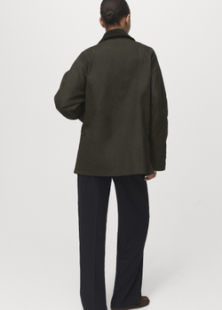 MANGO Хлопковая парка с бархатным воротником, хаки