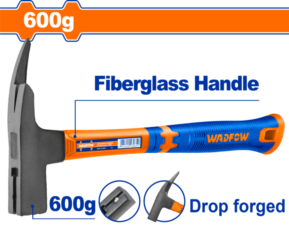 Молоток кровельщика 600 гр (6/18) WADFOW WHM3360