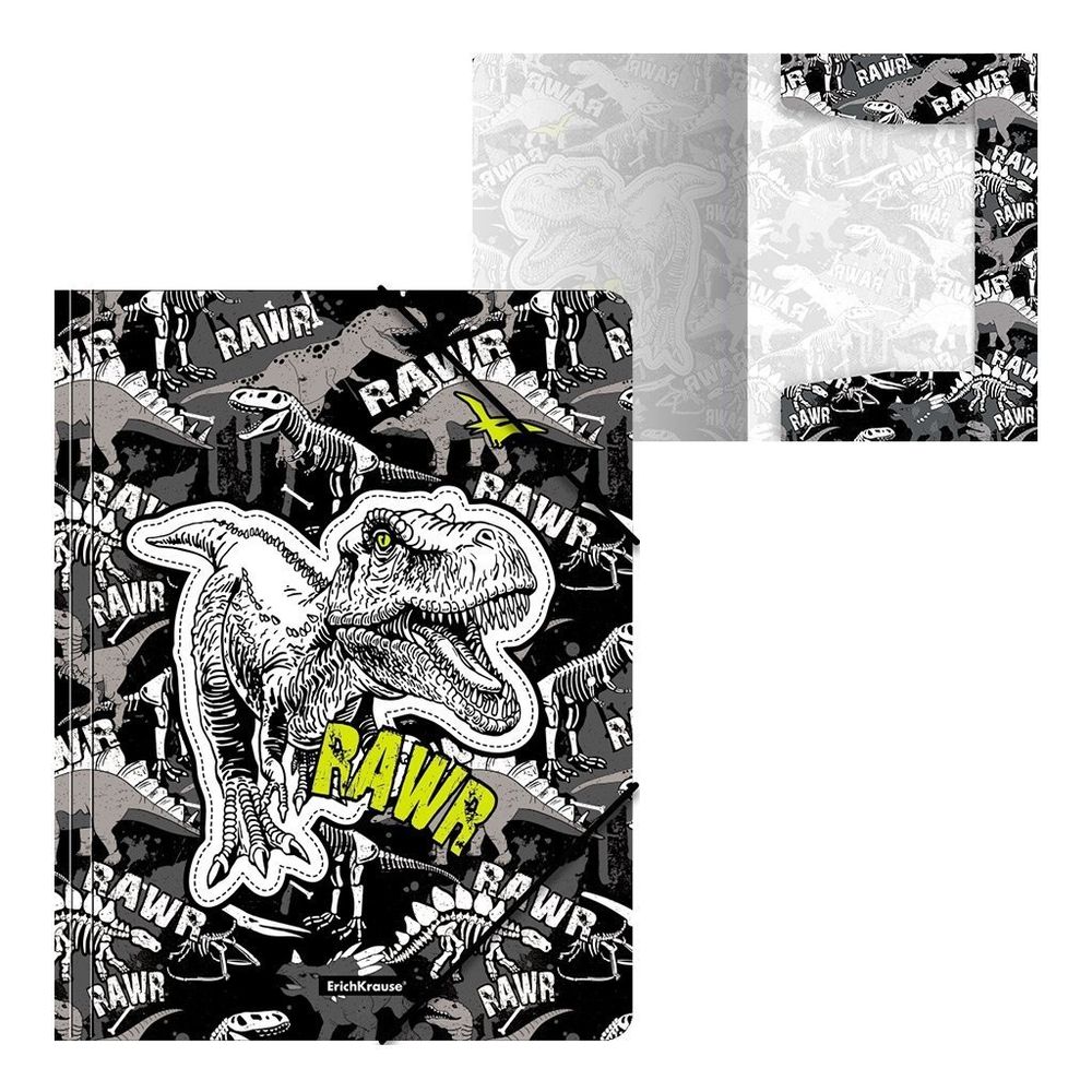 Папка на резинках Erich Krause, А4, 246х320 мм, 550 мкм, пластик, "Dinosaur Park"