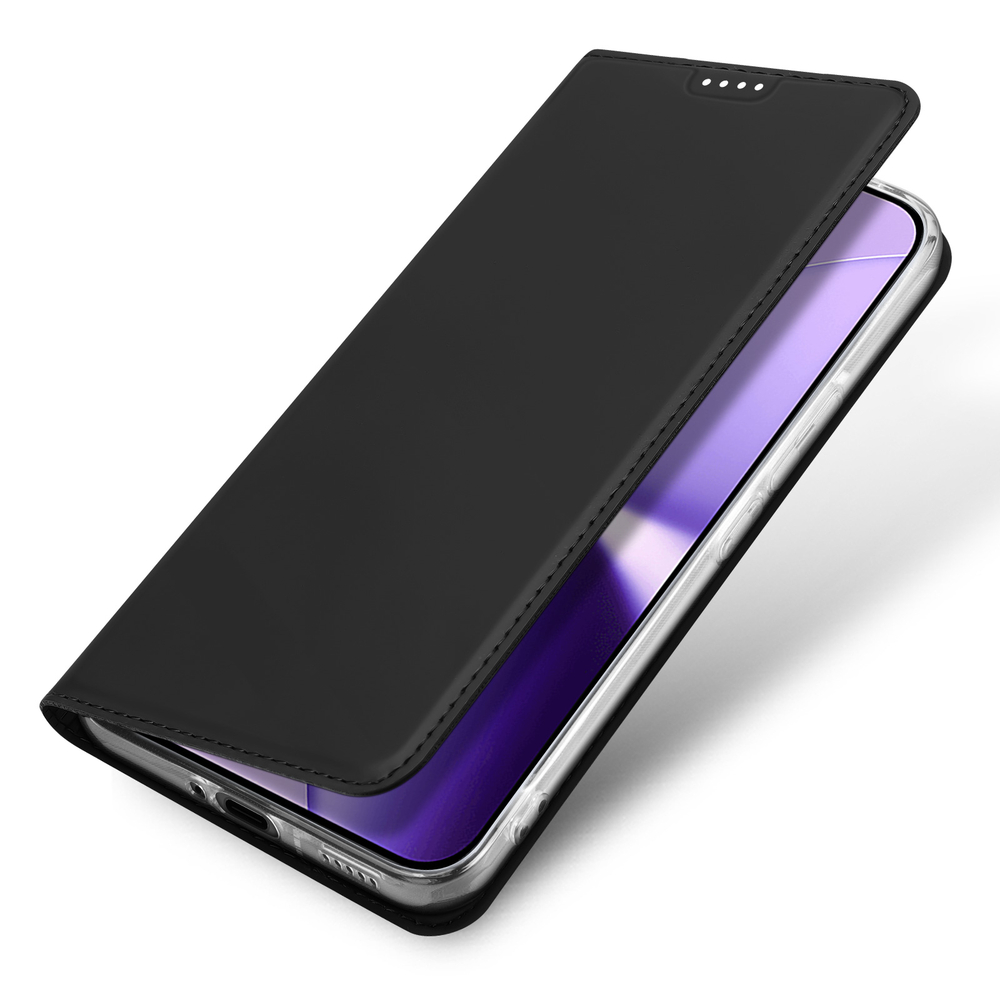 Чехол книжка черного цвета из кожи для Xiaomi Redmi Turbo 5 Max и Poco X8 Pro Max, серия Skin Pro Series от Dux Ducis