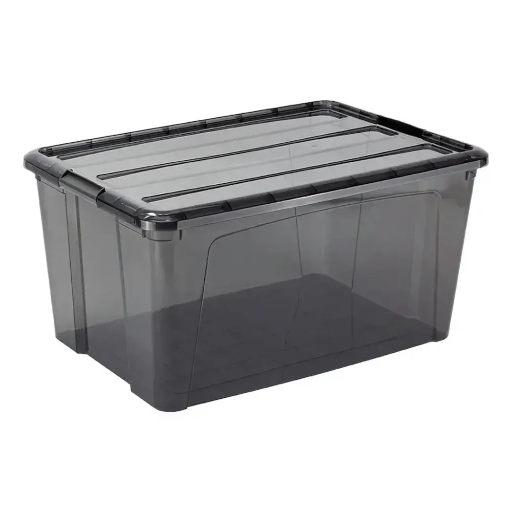 Ящик для хранения с замками КИП 45л черный прозрачный