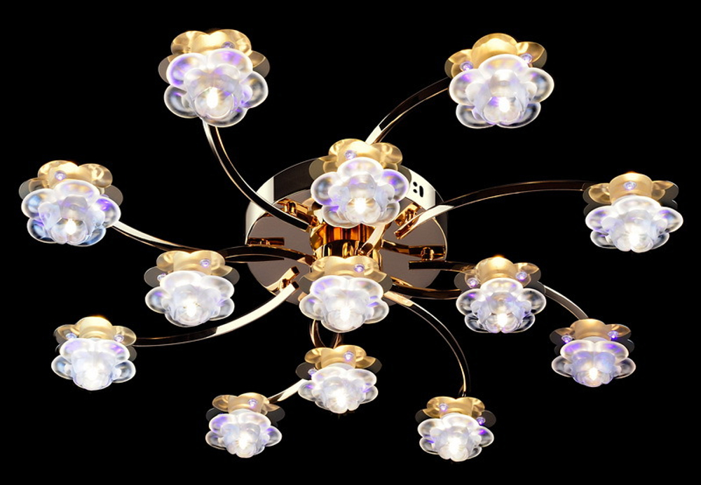 Люстра 4853/13 золото/синий+красный+фиолетовый