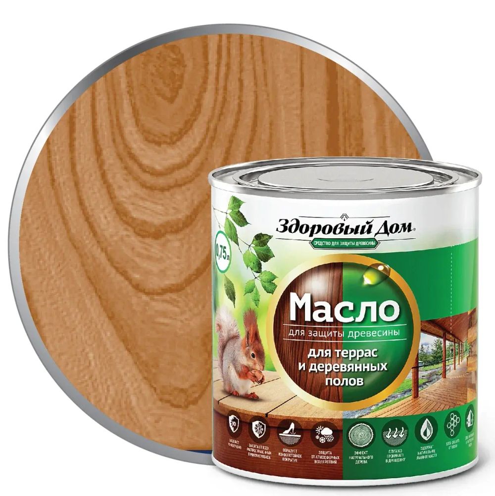 ЗДОРОВЫЙ ДОМ Масло для террас и деревянных полов тик 0,75л (LAKRA)