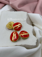Пуговицы Скиап. золотистые с терракотовой (красной /оранжевой ) эмалью "Губы", скидка
