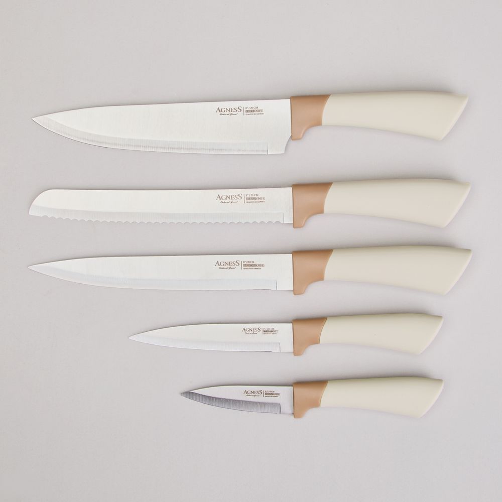 НАБОР НОЖЕЙ AGNESS НА ПЛАСТИКОВОЙ ПОДСТАВКЕ, 6 ПРЕДМЕТОВ