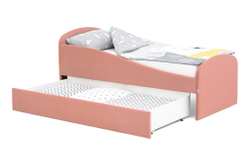 Детская мягкая кровать с ящиком Бельмарко Letmo пудровый велюр