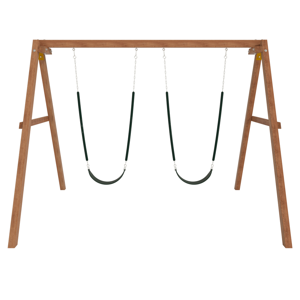 Деревянные качели с двумя гибкими качелями