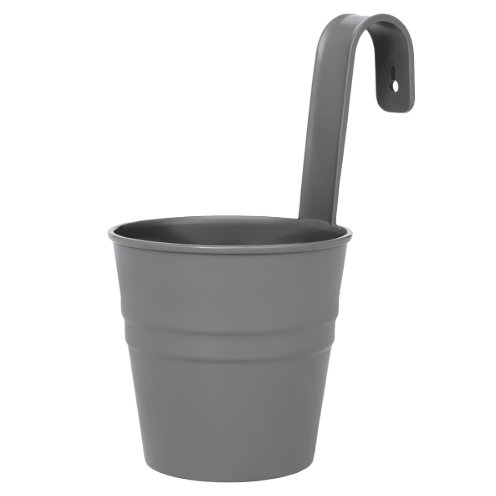 Кашпо "Ведро декоративное" настенное с крючком для подвеса, цвет серый