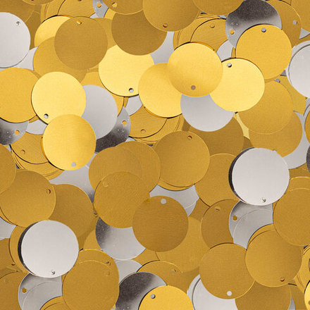 Пайетки двусторонние 20мм, 'Астра' 10г (2414-2214 золото-серебро)