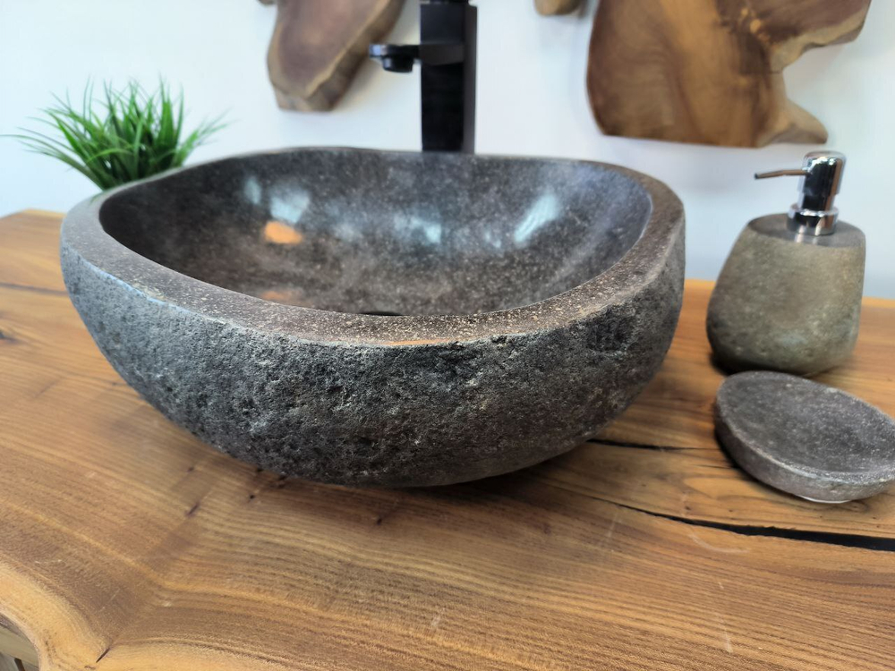 Раковина из речного камня RS-65787 44х36х15 из натурального камня