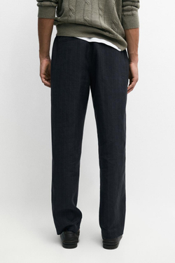 Massimo Dutti Льняные брюки в полоску, темно-синий