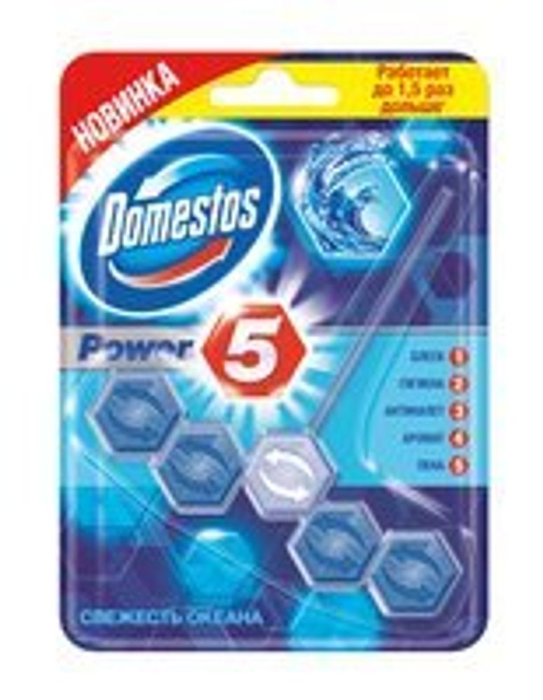 Блок гигиенический д/унитаза Domestos Power 5 Cвежесть океана 55г