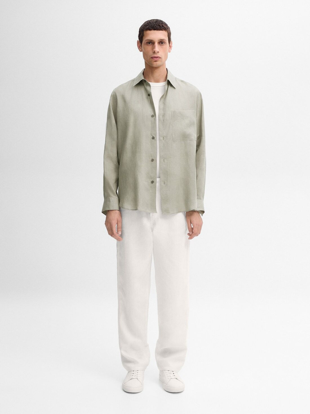 Massimo Dutti Льняная рубашка - Studio, пастельно-зеленый