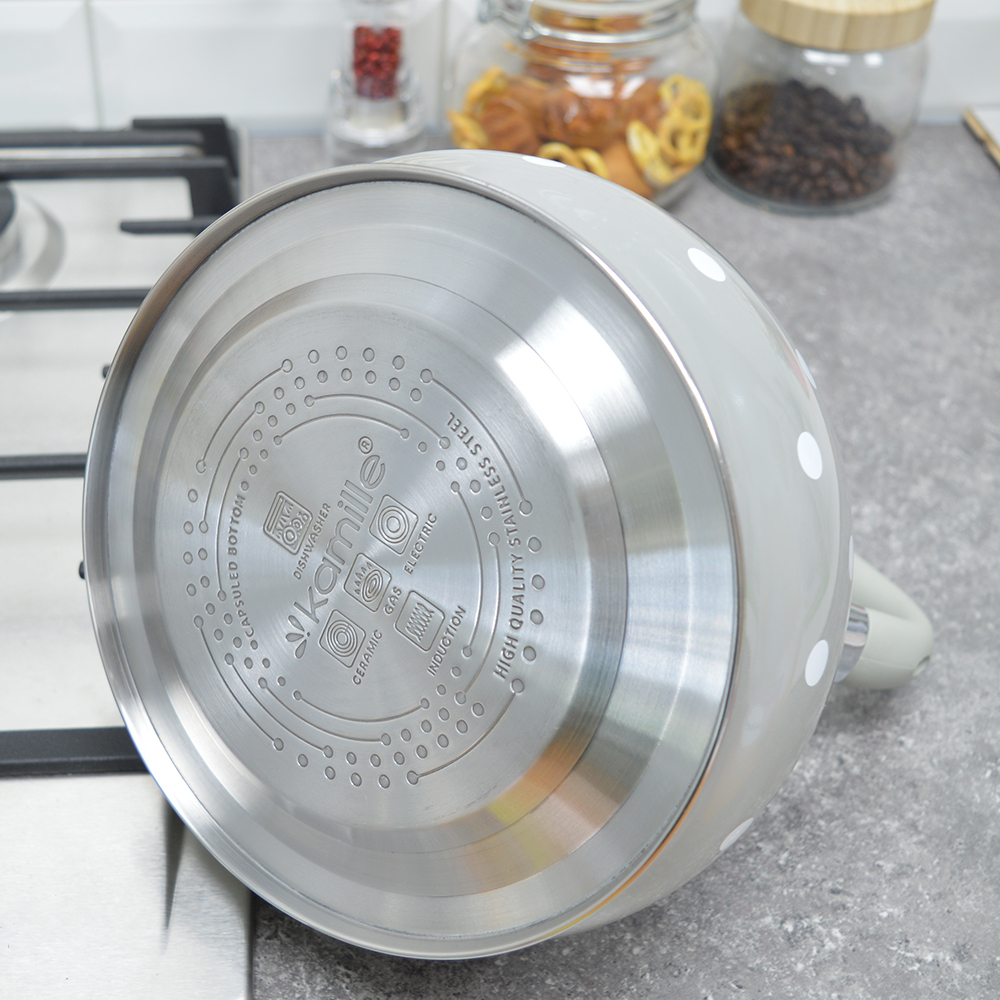 Чайник 3л нерж со свистком, с ручкой "soft-touch" (кофейный)