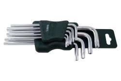 Набор ключей TORX RF-5098TL: длинных Т10Н-Т50Н- с отверстием 9пр. на пласт. держат. ROCKFORCE