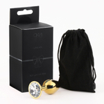 Золотистая анальная пробка с прозрачным кристаллом (Цвет: золотистый)