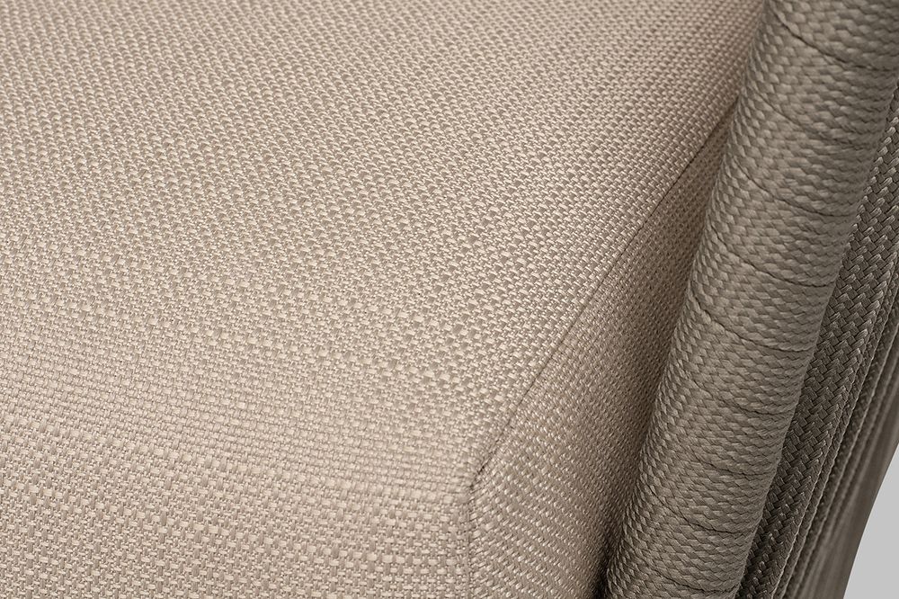 "Форли" диван 2-местный плетеный из роупа, каркас алюминий светло-серый (RAL7035) муар, роуп серо-коричневый 23мм, ткань Mossle бежевая