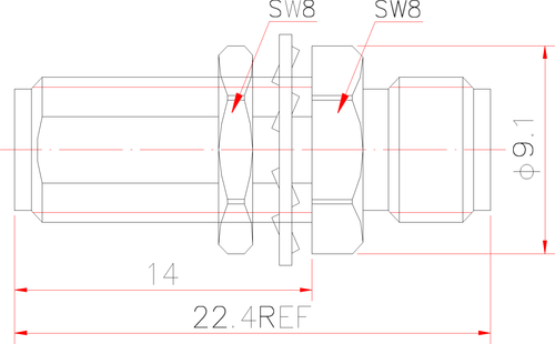 LF-SMAFF-BH-26.5G, Коаксиальный проходной соединитель (SMA)