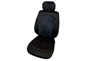 Чехлы на сидения Coolpart MAXIMAL ROMB - JJ-07-BLRD - Велюр черный/шов красный A (5предм)