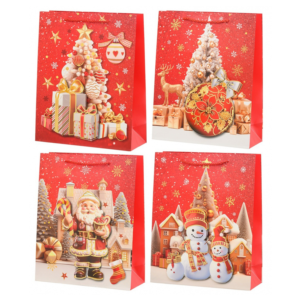 Подарочный пакет Basir, серия "Новый год", объемный рисунок, 30*40*12 см, ассорти
