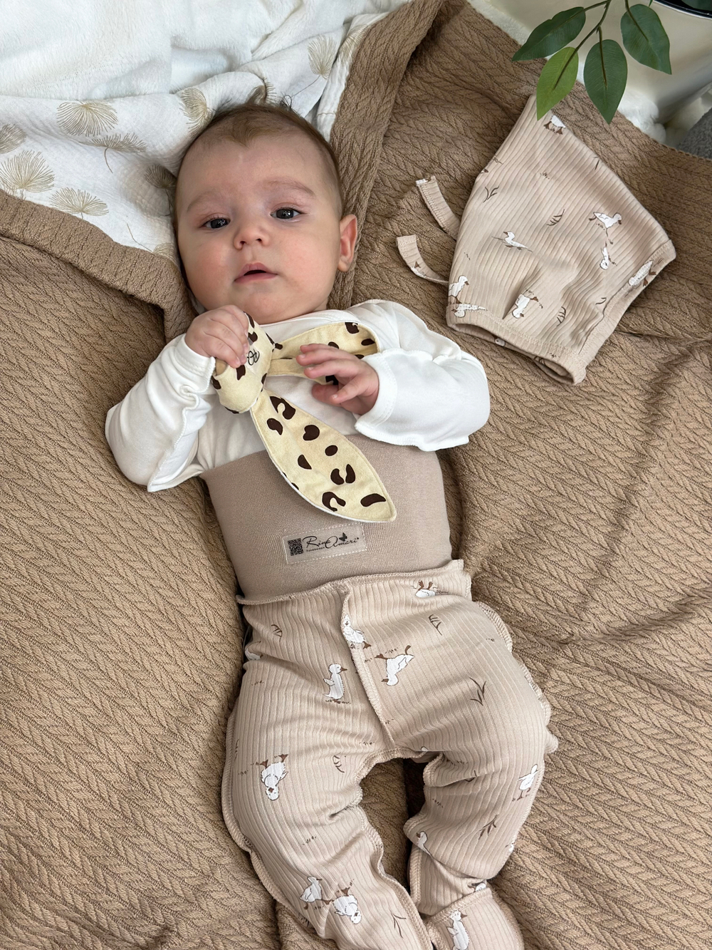 Ползунки швы наружу Утята РУБЧИК Светлый кофе RinaAmari