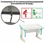 Стол-парта регулируемый "ДЭМИ" СУТ.43, 1000х550х530-815 мм, бежевый каркас, пластик аквамарин, рамух белый (КОМПЛЕКТ)