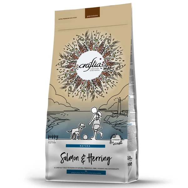 Сухой корм CRAFTIA NATURA для щенков средних и крупных пород из лосося и сельди