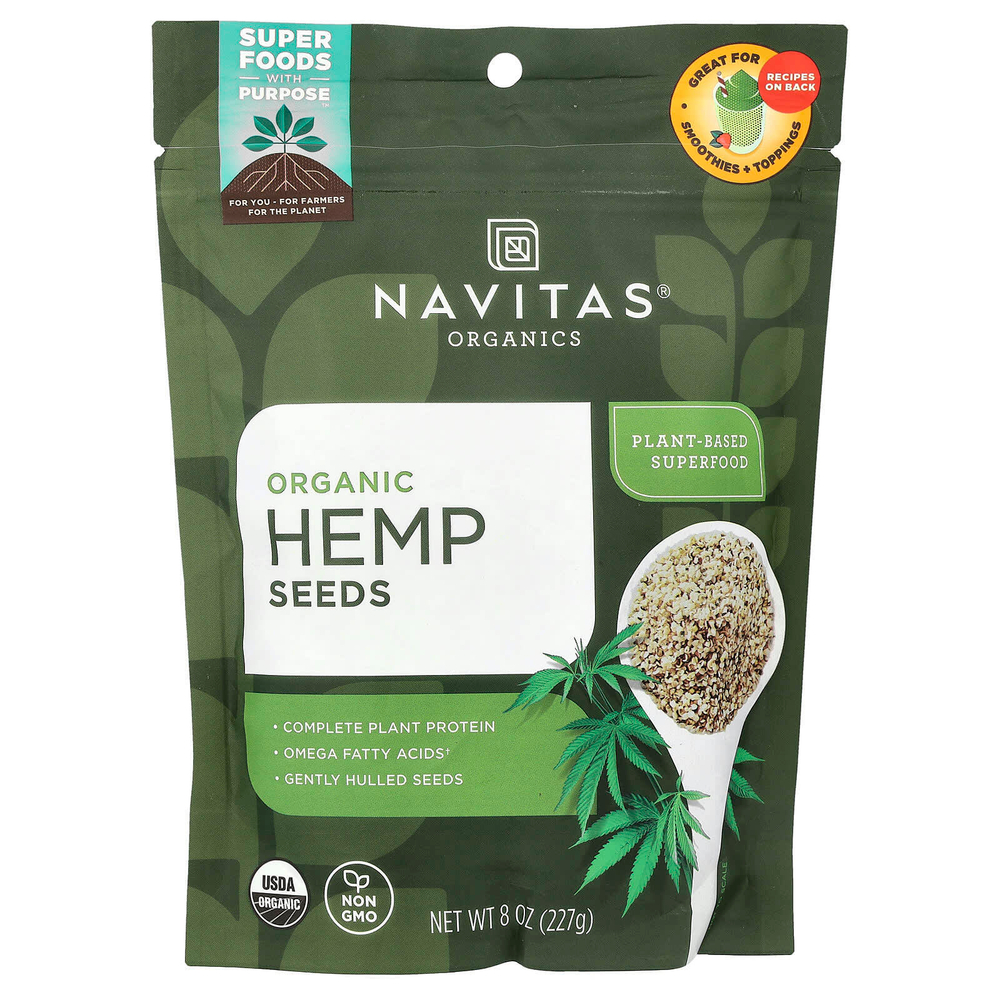 Navitas Organics, Organic Hemp Seeds (Органические семена конопли), 227 г (8 унций)