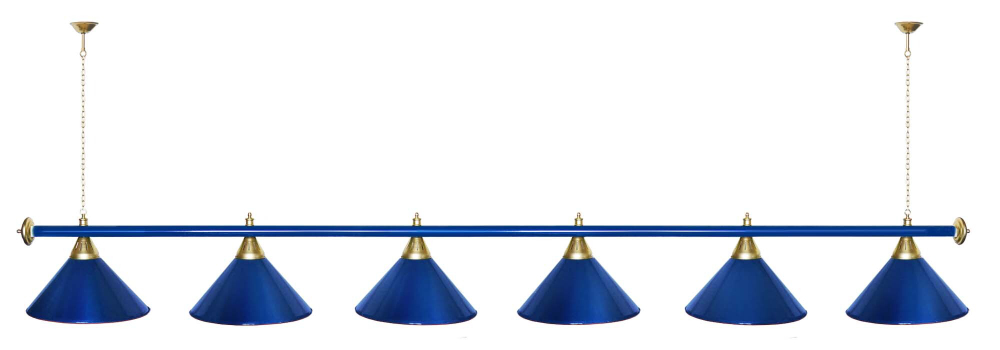 Лампа STARTBILLIARDS 6 пл. (плафоны зеленые,штанга зеленая,фурнитура золото)