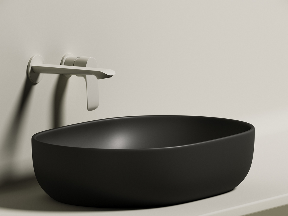 Умывальник чаша накладная овальная (цвет Черный Матовый) Element 600x415x135мм