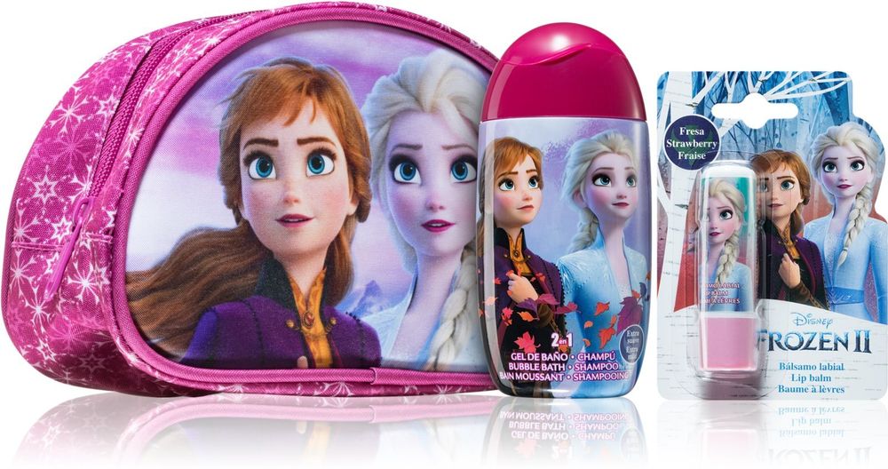 Disney lip balm for children + shampoo and shower gel for kids 120 мл + toiletry bag Frozen 2 Gift Set