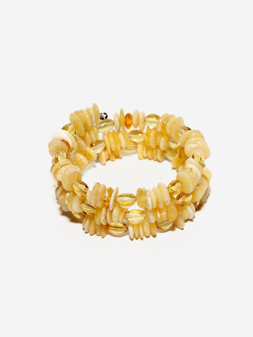 Браслет из цельного янтаря на гибкой проволоке. Калининградский натуральный янтарь