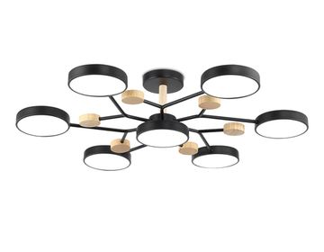 Люстра светодиодная на штанге 126W 3000K-6000K FL4866 черный/дерево Comfort LineTech Ambrella