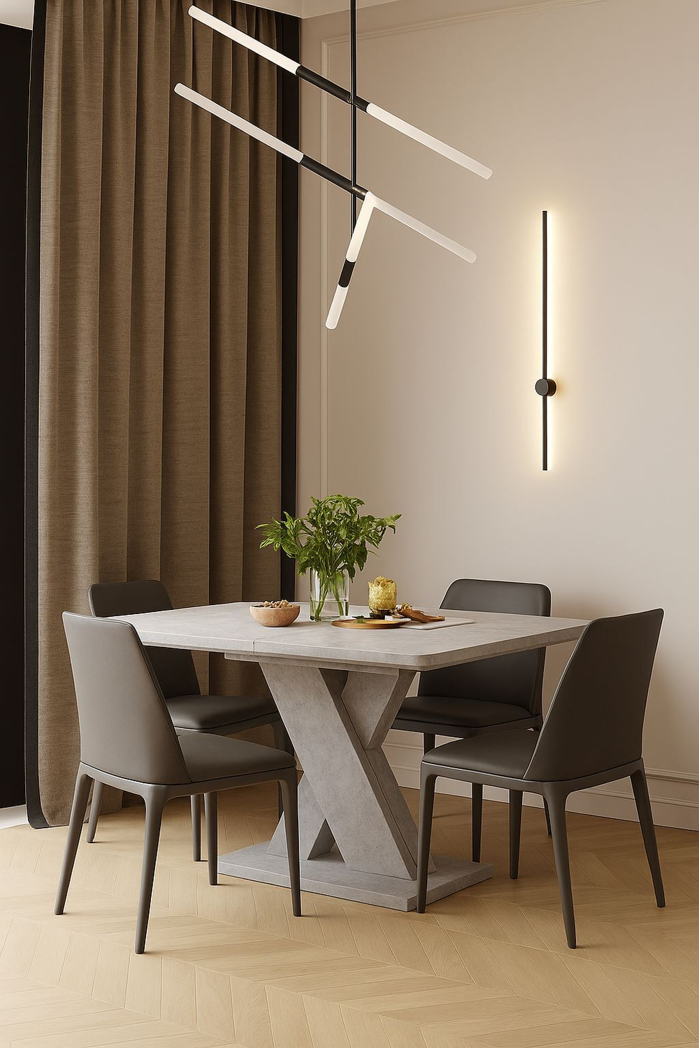 Раздвижной кухонный стол Флоренция 136 80 75 см обеденный стол прямоугольный, современный дизайн, цвет Цемент/Титан