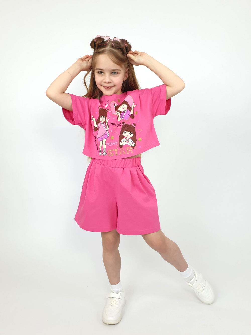 02-159-2 Комплект для девочки (футболка+ шорты)