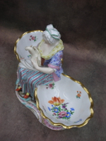 Статуэтка. Фарфор. Дама с гусем конфетница. Meissen. Германия