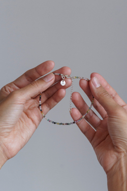 Браслет на ногу "Memo about Summer" из турмалина, на замочке серебро 925