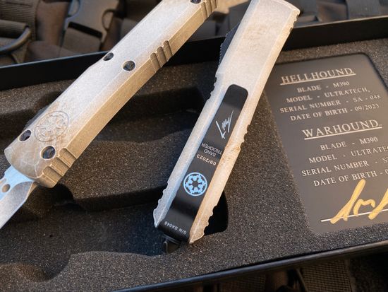 Сет ножей Microtech MT_719-1SETSADS UTX-85 Warhound / Hellhound SET, алюм. рук-ть SandTrooper