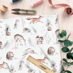 Ткань футер 2-х нитка лесные зверьки