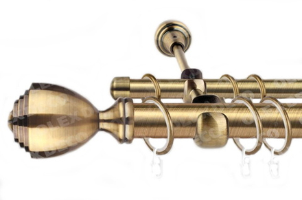 Карниз кованый для штор Палацио d25/16 мм двухрядный, цвет антик