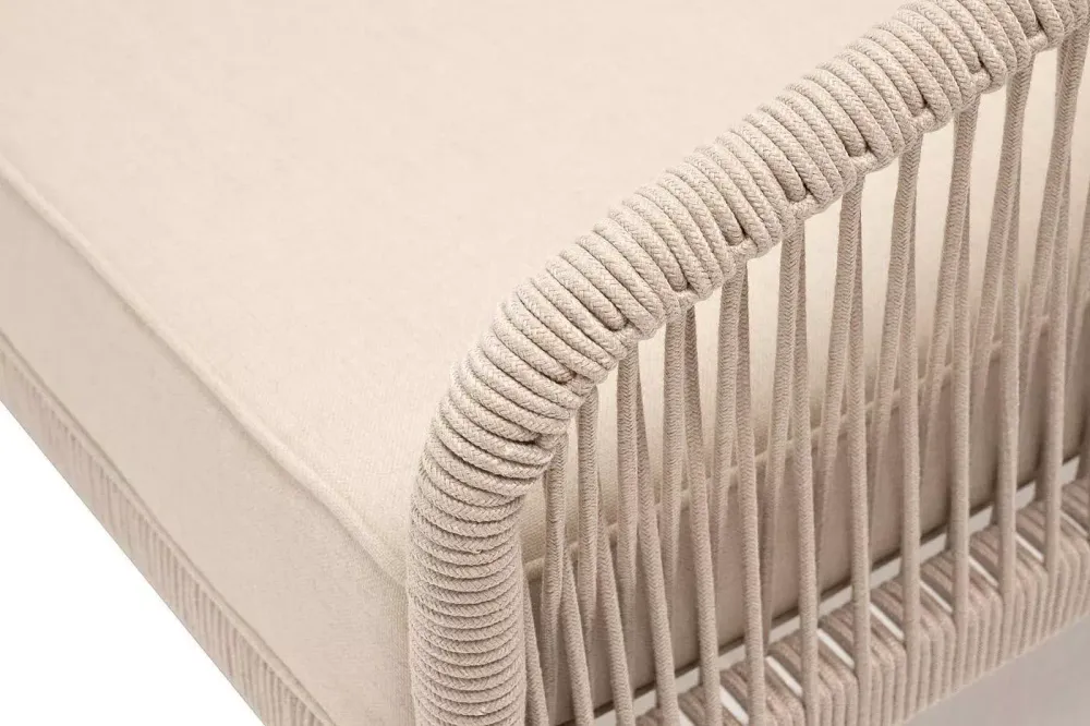 "Канны" модульная угловая лаунж-зона из роупа (веревки) со столом "Диего" (молочный), цвет бежевый