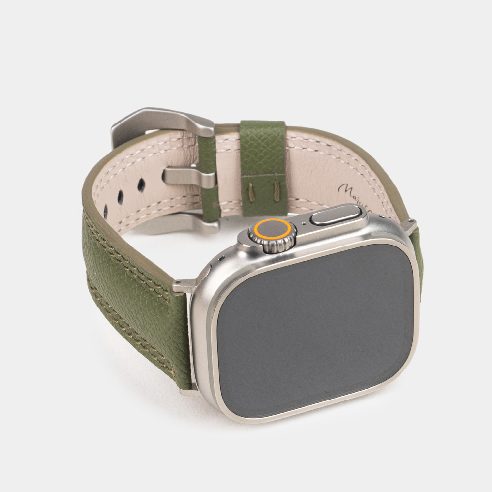Ремешок для Apple Watch Ultra 49mm из кожи Saffiano, зеленого цвета