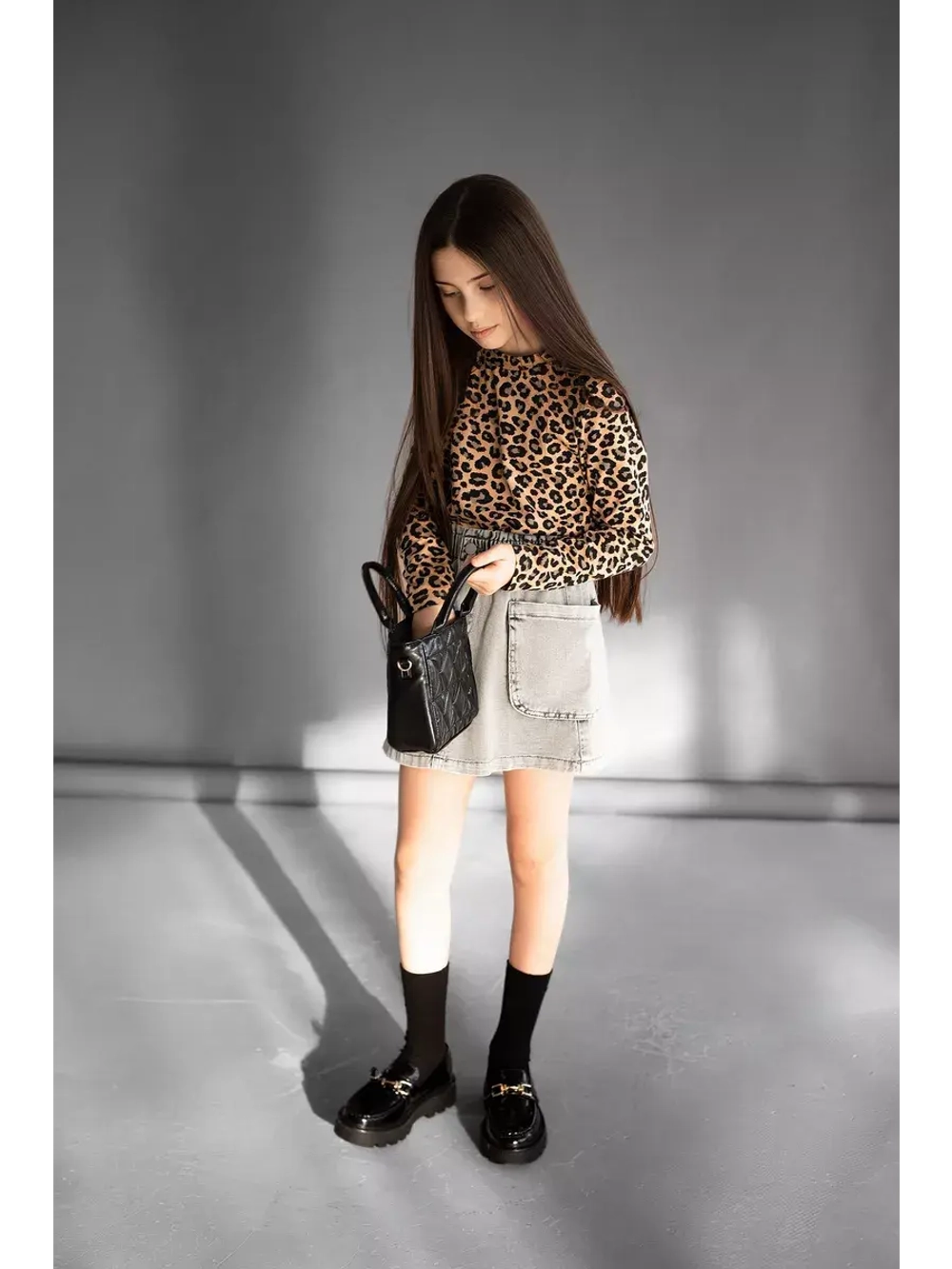 Леопардовый лонгслив детский