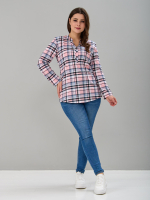 Блузка БЛ-22/клеткарозовый-индиго