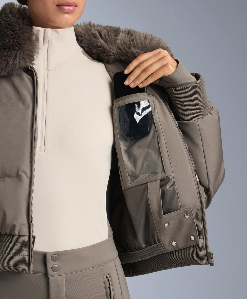 Oysho Водостойкая куртка MINARDI PIUME SKI с 80% пуха и 20% пера, темно-серый